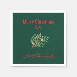 Eenvoudige en elegante botanische kerst servet
