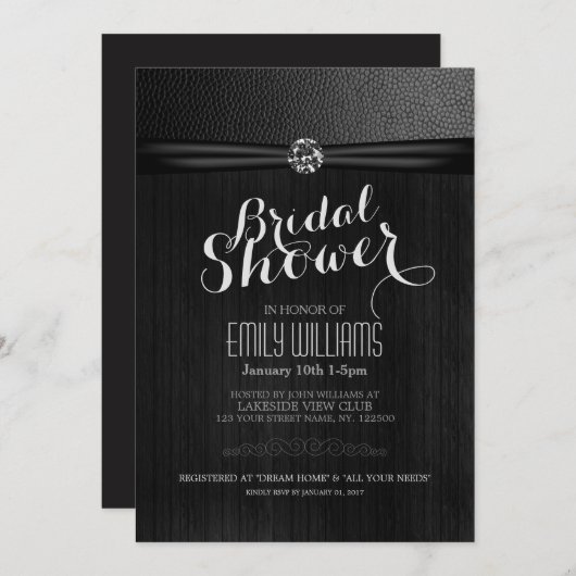 Eenvoudige en elegante bruids douche uitnodiging (Voorkant / Achterkant)