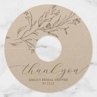 Eenvoudige en elegante Eucalyptus Branch Wine Glas Wijnglaslabel