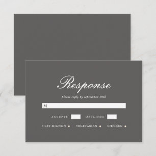 Eenvoudige en elegante Grijze RSVP-kaart RSVP Kaartje