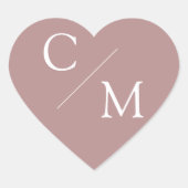 Eenvoudige en elegante monogram servet hart sticker (Voorkant)
