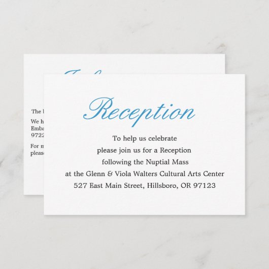 Eenvoudige en elegante ontvangstkaart informatiekaartje (Voorkant / Achterkant)