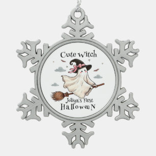 Eenvoudige en elegante Schattigee heks eerste Hall Tin Sneeuwvlok Ornament