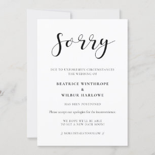 Eenvoudige en elegante Sorry trouwupdatekaart Kaart