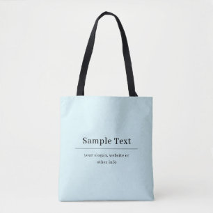 Eenvoudige en elegante tekst Sjabloon Licht blau Draagtas