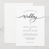 Eenvoudige en elegante uitnodiging voor weddenscha (Voorkant / Achterkant)