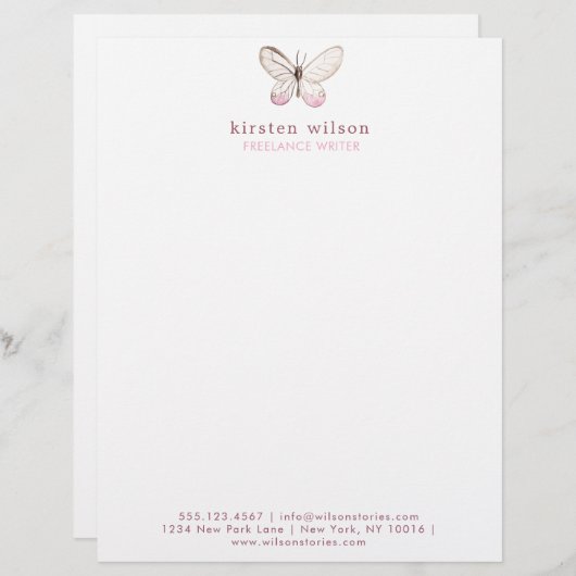 Eenvoudige en elegante vlinder custom briefhoofd (Voorkant / Achterkant)