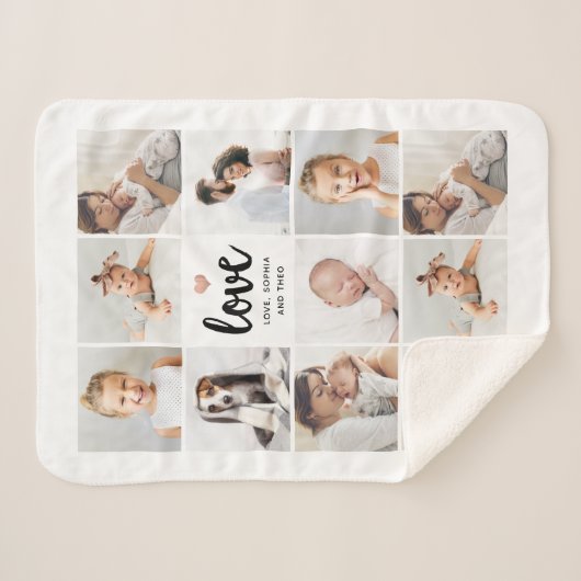 Eenvoudige en grafische fotocollage | Liefde met h Sherpa Deken (Voorkant (horizontaal))