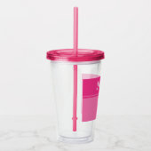 Eenvoudige en  Hot Pink Gestreepte Aangepaste Naam Acryl Drinkbeker (Rechts)