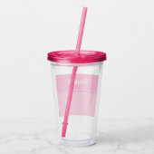 Eenvoudige en  Hot Pink Gestreepte Aangepaste Naam Acryl Drinkbeker (Achterkant)