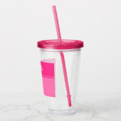 Eenvoudige en  Hot Pink Gestreepte Aangepaste Naam Acryl Drinkbeker (Links)