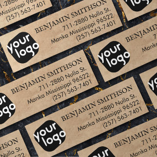 Eenvoudige en minimale beige zwarte Logo Mini Visitekaartje