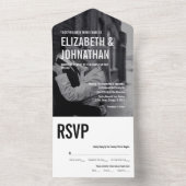 Eenvoudige en minimale Typografie-fotobruiloft All In One Uitnodiging (Binnen)