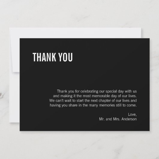 Eenvoudige en minimale Typografie Weddenschap Hart Bedankkaart (Achterkant)