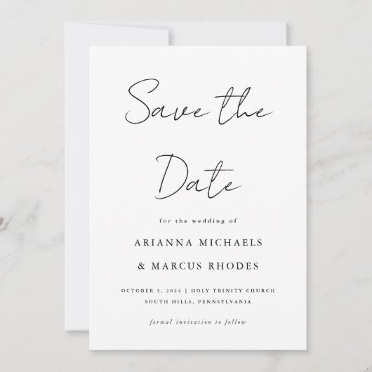 Eenvoudige en moderne bruiloft save the date (Voorkant)