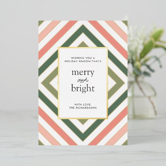 Eenvoudige en moderne gestreepte kerst Kaart (Staand Voorkant)
