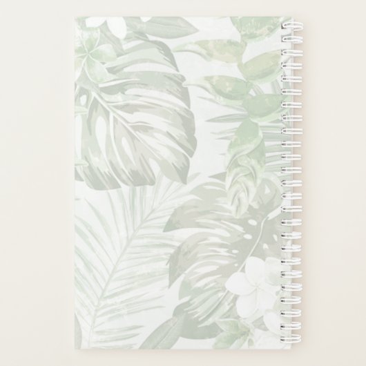 Eenvoudige en moderne groene en witte palmbladprin planner (Achterkant)