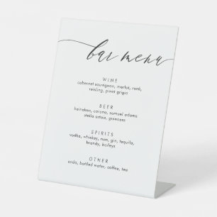 Eenvoudige en moderne kalligrafie Bar Menu Reclamebord Met Voetstuk