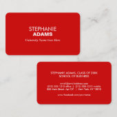 Eenvoudige en moderne Red Afstuderen Student Unive Contactkaartje (Voorkant / Achterkant)