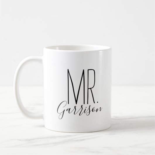 Eenvoudige en Mooie Persoonlijke Mr. Monogram Koffiemok (Links)