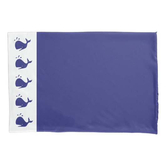 Eenvoudige en Schattigee Navy Blue Whales Boy's Be Kussensloop (Voorkant)