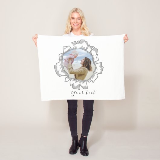 Eenvoudige en trendy aangepaste fototekst fleece deken (In situ)