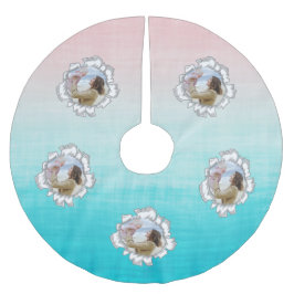 Eenvoudige en trendy aangepaste fototekst kerstboom rok