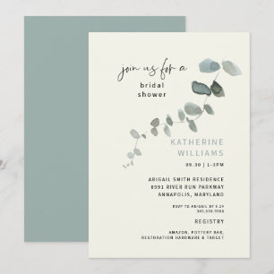 Eenvoudige Eucalyptus Blauwgroen & Cream Vrijgezel Kaart