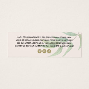 Eenvoudige Eucalyptus Blush Kleding Prijskaartje Mini Visitekaartjes