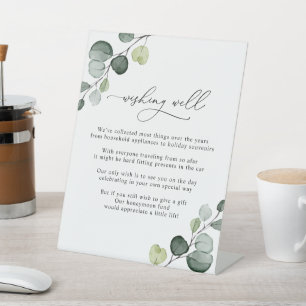 Eenvoudige Eucalyptus Greenery die goed wil Reclamebord Met Voetstuk