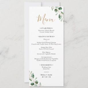 Eenvoudige Eucalyptus Greenery Huwelijk Lange Menu Kaart