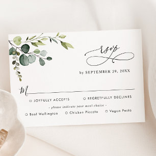Eenvoudige Eucalyptus Greenery Meal Options RSVP C Kaartje
