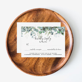Eenvoudige Eucalyptus Greenery Wedding Maaltijdkeu RSVP Kaartje