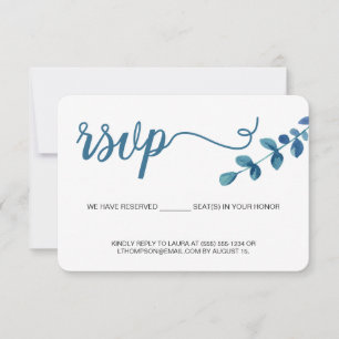 Eenvoudige Eucalyptus in waterverf Reactiekaart ge RSVP Kaartje
