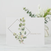 Eenvoudige eucalyptus loof grijs begrafenis dank u bedankkaart (Staand voorkant)