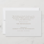 Eenvoudige eucalyptus loof grijs begrafenis dank u bedankkaart (Achterkant)