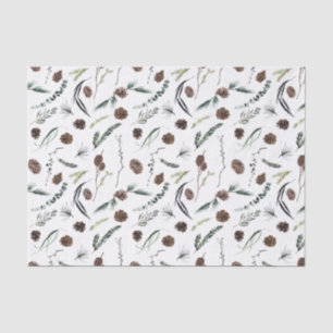 Eenvoudige Eucalyptus Pine Cone Waterverf Kerstmis Tissuepapier