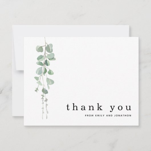 Eenvoudige Eucalyptus Sage Names Weddenschap Bedan Notitiekaartje (Voorkant)