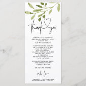 Eenvoudige Eucalyptus Weddenschap Bedankt voor het Menu (Voorkant)