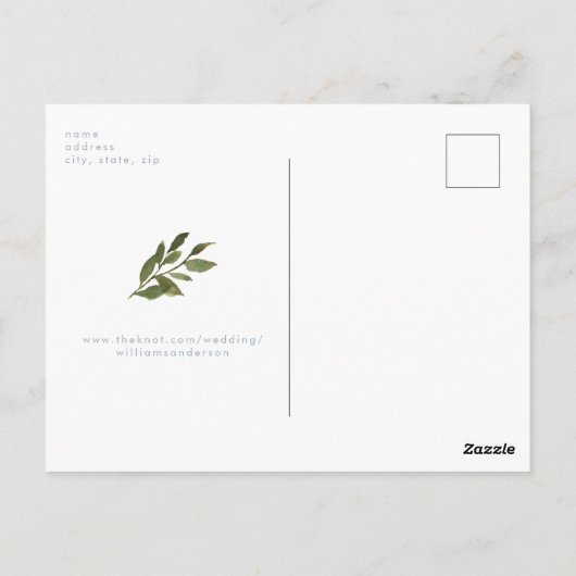 Eenvoudige Eucalyptus Weddenschap Sla de datum op Briefkaart (Achterkant)