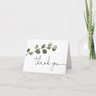 Eenvoudige eucalyptus zwart witte groenvoorziening bedankkaart