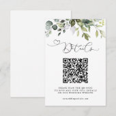 Eenvoudige Eucalyptusbladeren QR-code Huwelijksdet Informatiekaartje (Voorkant / Achterkant)