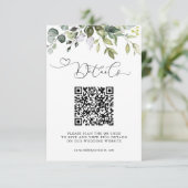 Eenvoudige Eucalyptusbladeren QR-code Huwelijksdet Informatiekaartje (Staand voorkant)