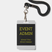 Eenvoudige "EVENT ADMIN" Badge (Voorzijde met lanyard)