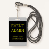 Eenvoudige "EVENT ADMIN"-badge Badge (Voorkant met draagriem)