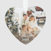 Eenvoudige Familie 2 Foto Aangepaste Naam Script & Ornament (voorkant)