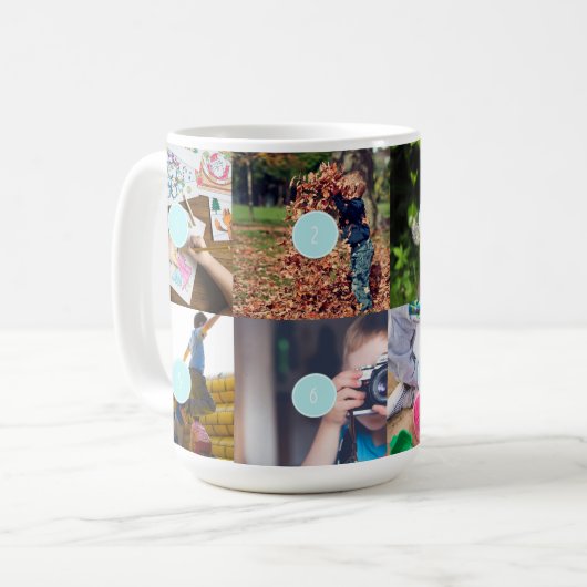 Eenvoudige familie 8 Foto's Collage Koffiemok (Voorkant links)