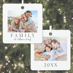 Eenvoudige Familiefoto Dubbelzijdige Kerstmis Metalen Ornament