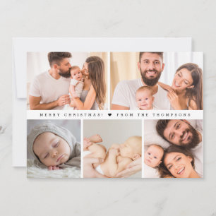 Eenvoudige familiefotorooster-collage Prettig kers Bedankkaart