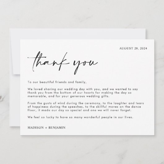 Eenvoudige Fancy Calligrafie Black Script Weduwen Bedankkaart (Achterkant)